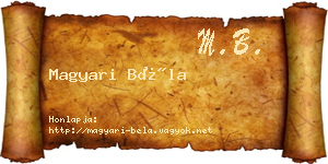 Magyari Béla névjegykártya